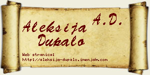 Aleksija Dupalo vizit kartica